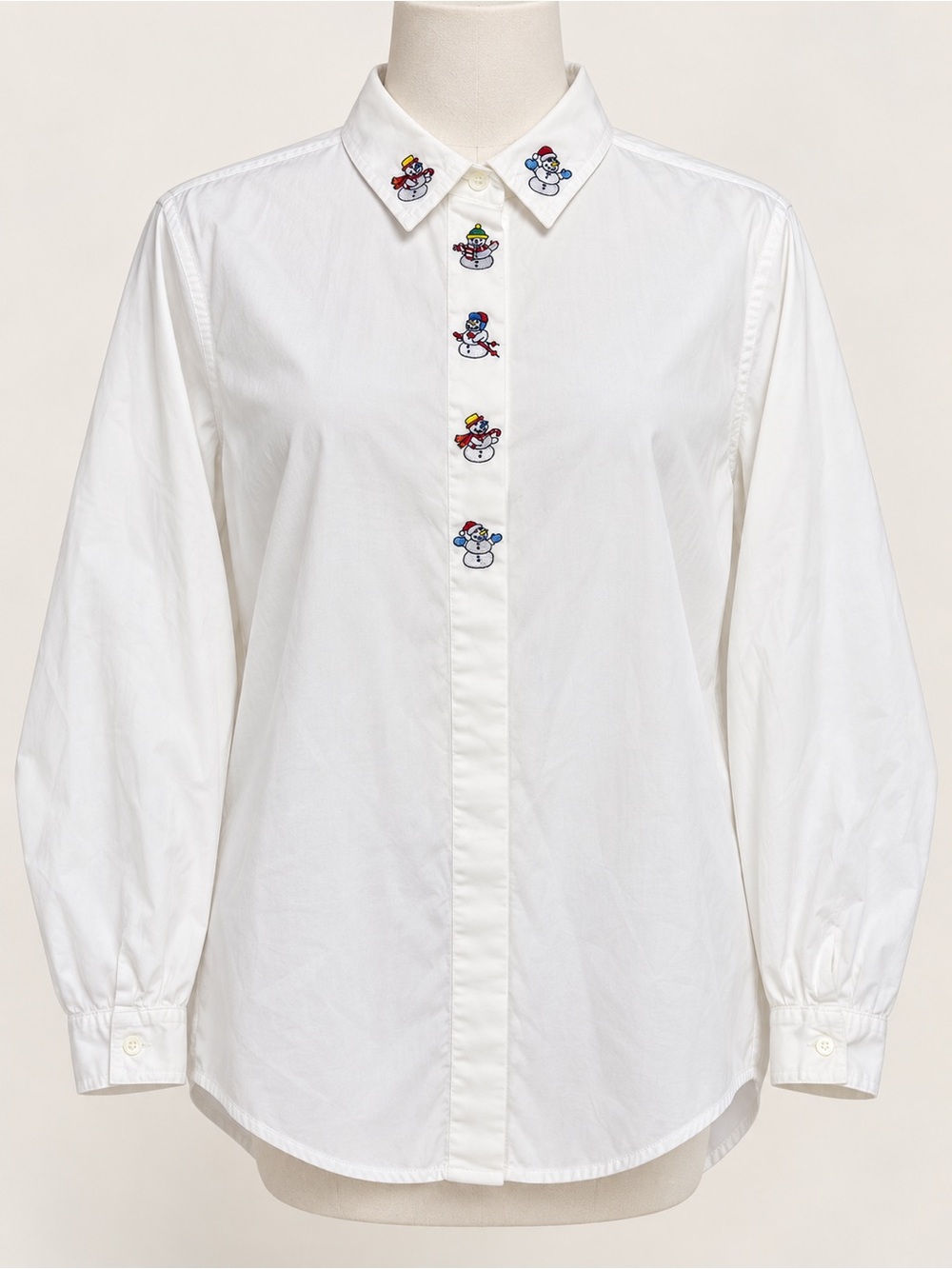Casey & Max White Snowman Embroidered Christmas Shirt M